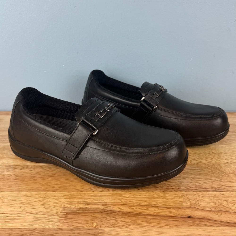 Orthofeet 817 Chelsea Slip On Shoes Womens 10 2E X-Wide Black Leather Orthopedic